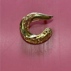 Elegant Gold Crescent Brooch